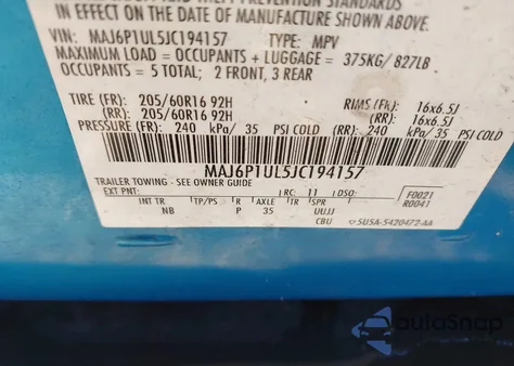 2018 Ford Ecosport Se из США, поврежденный, VIN MAJ6P1UL5JC194157